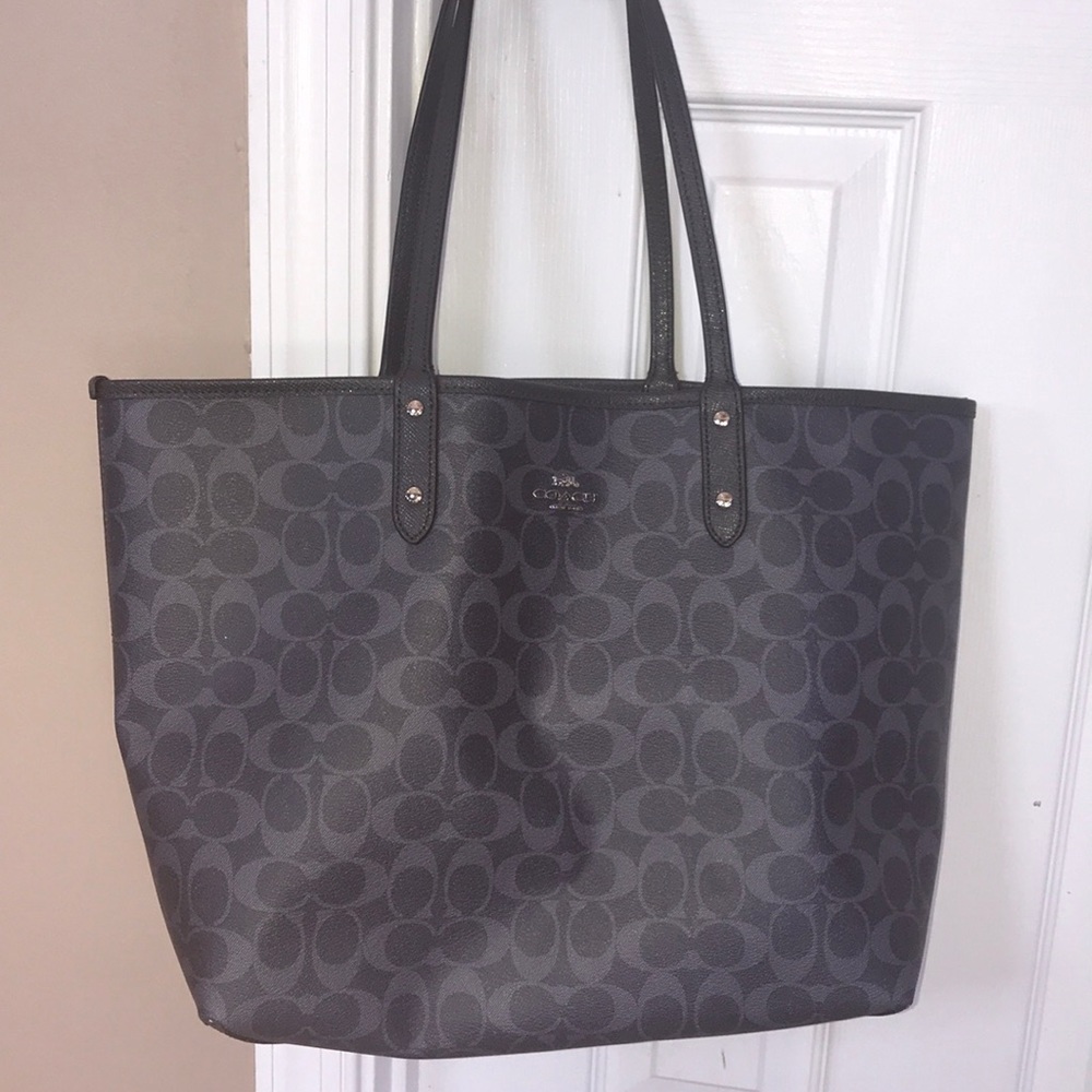 Gray Coach Signature Tote Bag
